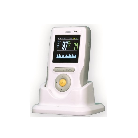 NT1D SpO2 med vuxsensor, laddare, stativ, gummiskydd